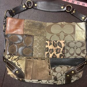 Genuine Coach Brown and Tan Patchwork Shoulder Bag